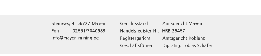 Hier entsteht die Internetprsenz der Mayen Mining GmbH
